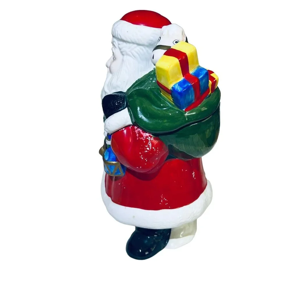 VTG Holiday Novelty 11.5” Tall Santa Claus Toys Snow Cookie Jar Canister & Box‎